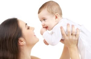 2459256 - picture of happy mother with baby over white